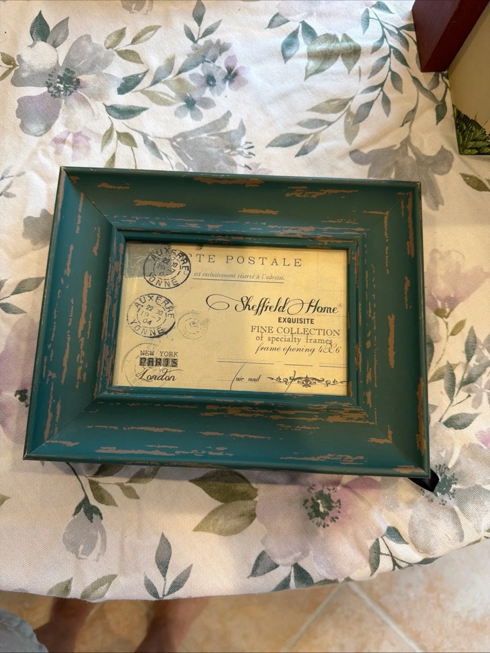 Sheffield Home Teal Distressed Wood Frame with Rustic Finish 9x 7